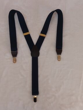 Gillmons Navy Blue Men's Suspenders with Gold Hardware